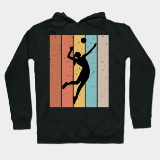 Volleyball Spiker in Silhouette Beautiful Vintage Colorful Background Hoodie